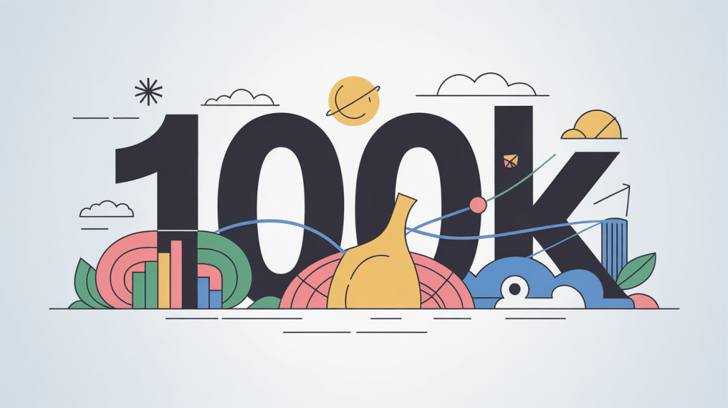 100k en chiffre illustration moderne finance web