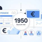 Illustration conversion 1950 brut en net fiche de paie France
