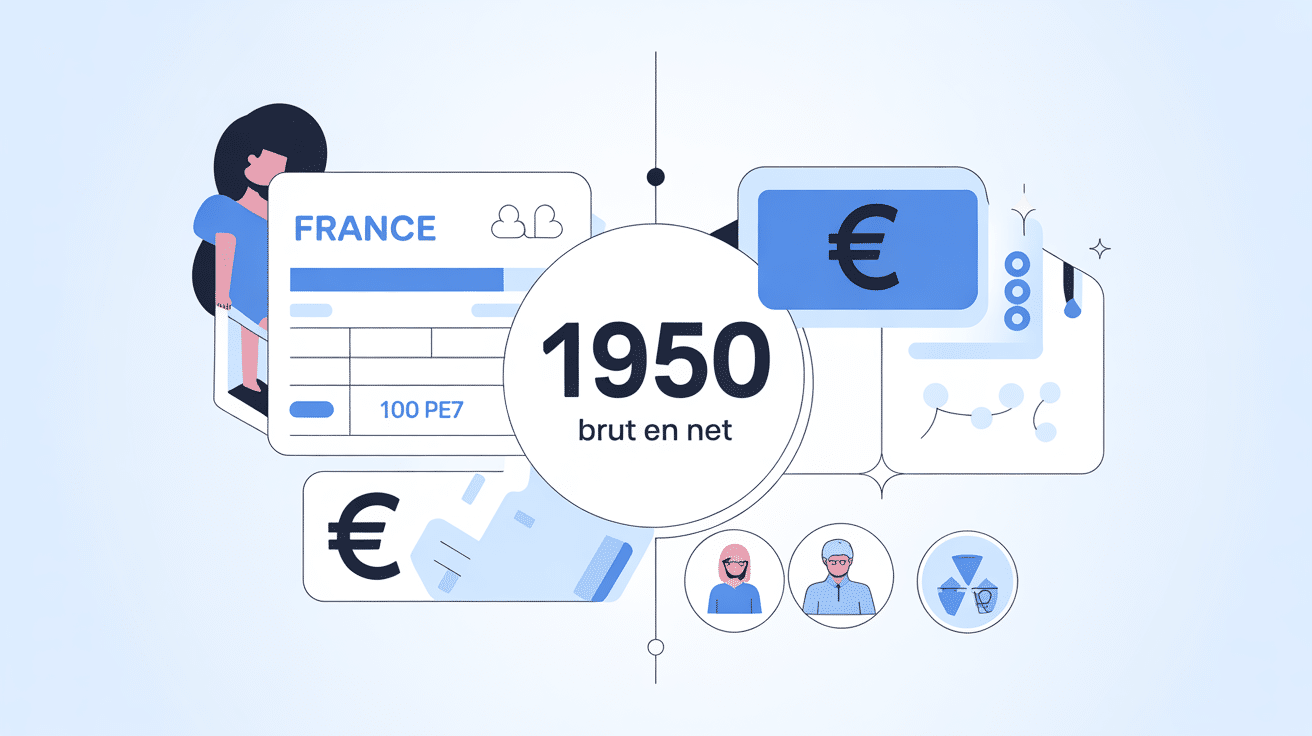 Illustration conversion 1950 brut en net fiche de paie France