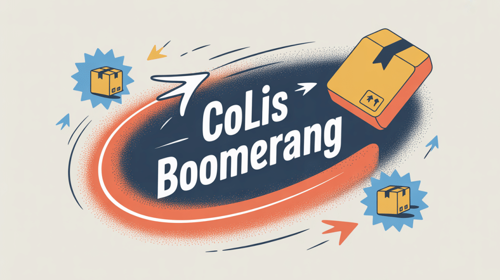 Illustration colis boomerang retour logistique e-commerce