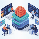 illustration développement de solutions saas roumane and companies nuage équipe