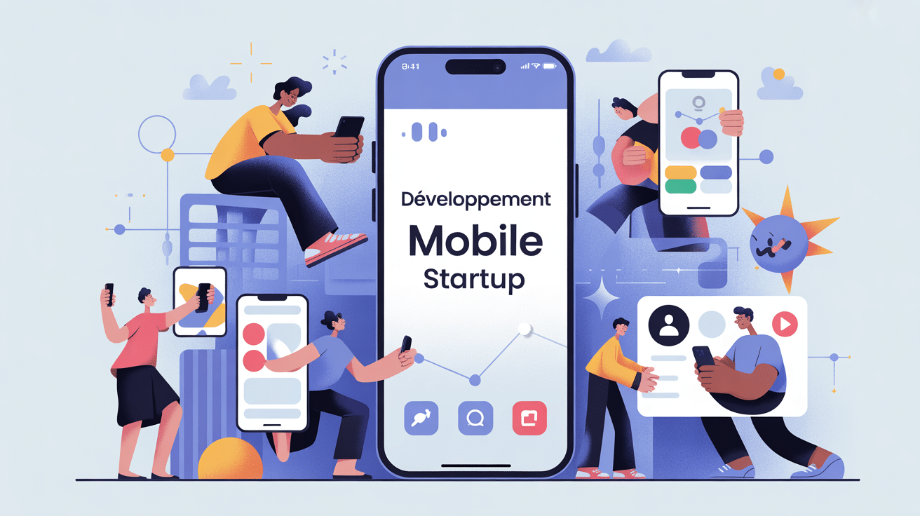 illustration lancement application développement mobile startup