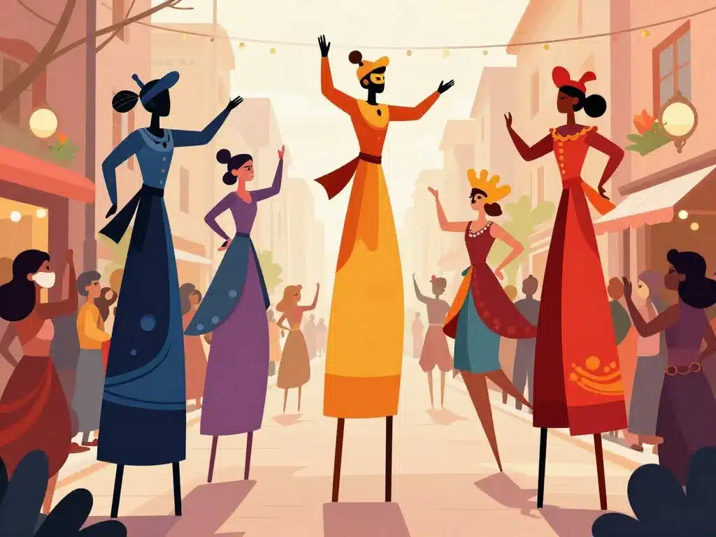 Scène d’échassier emploi-travail.com animation publique