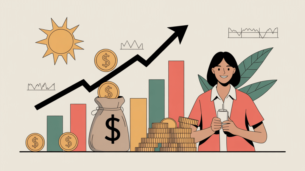 illustration investir 50 euros gagner 400 graphique croissance