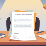 illustration lettre de motivation en ehpad sur bureau lumineux