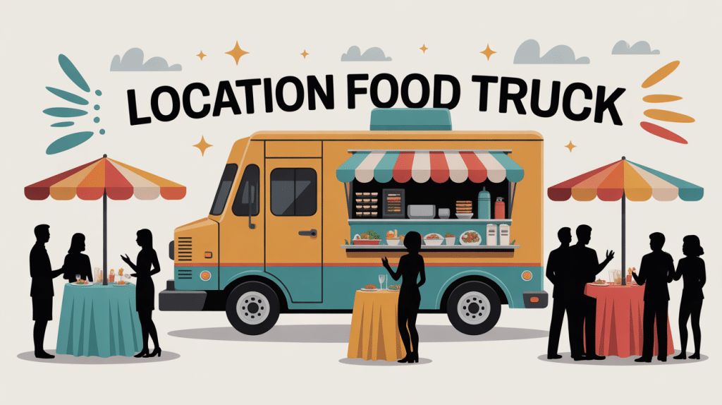 location food truck prix illustration festive food truck centre