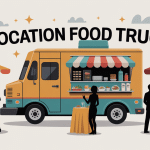 location food truck prix illustration festive food truck centre