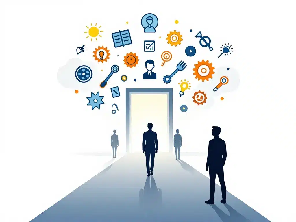 Illustration métiers en q liste oulala, chemin de réflexion professionnelle