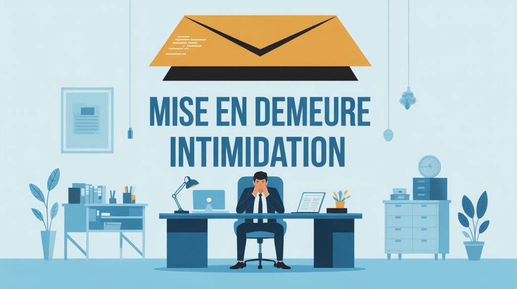 mise en demeure intimidation illustrée bureau et enveloppe