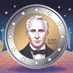 image pièce louis braille 2 euros portrait et étoiles