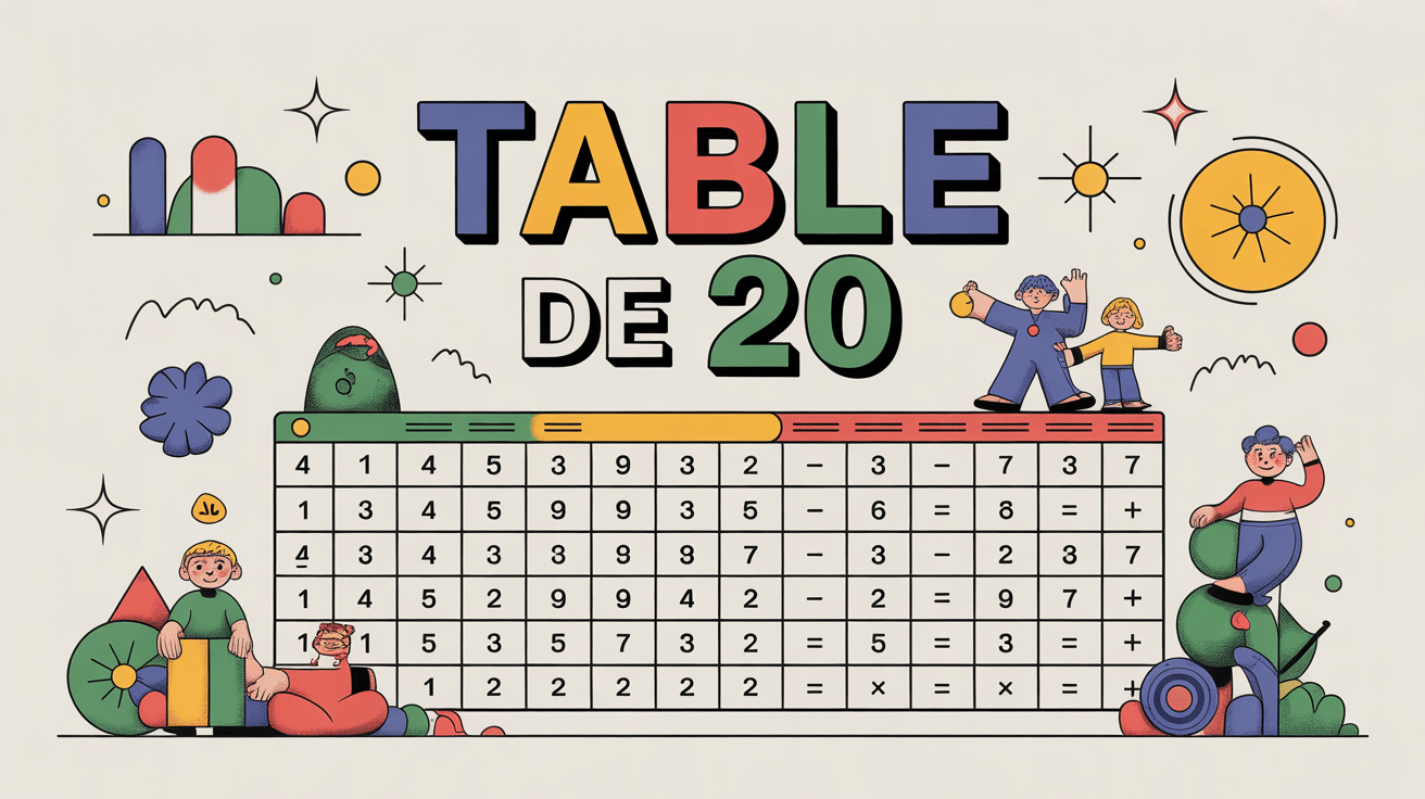 illustration éducative tables de 20 ambiance ludique