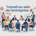 Illustration travail au sein de l'entreprise table ronde équipe