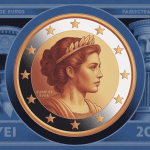 valeur pièce de 2 euros femme avec taureau 2002 vectorielle moderne