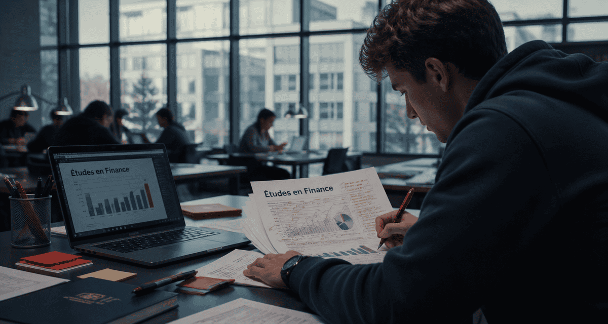 etude en finance etudiant revisant documents