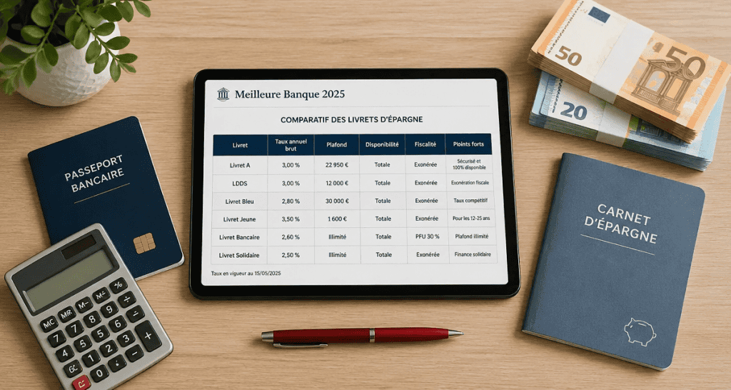 meilleur banque pour placer son argent, tableau comparatif livrets