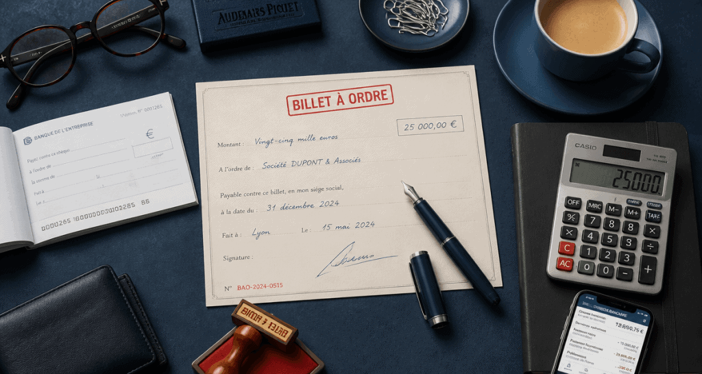 billet à ordre sur bureau avec stylo et accessoires