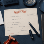 billet à ordre sur bureau avec stylo et accessoires