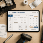 caisse d'enregistrement sur comptoir moderne