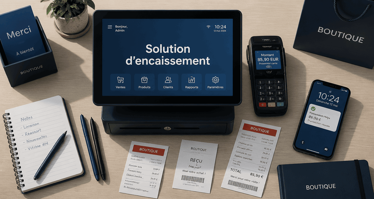 caisse enregistreuse commerce de détail sur comptoir moderne