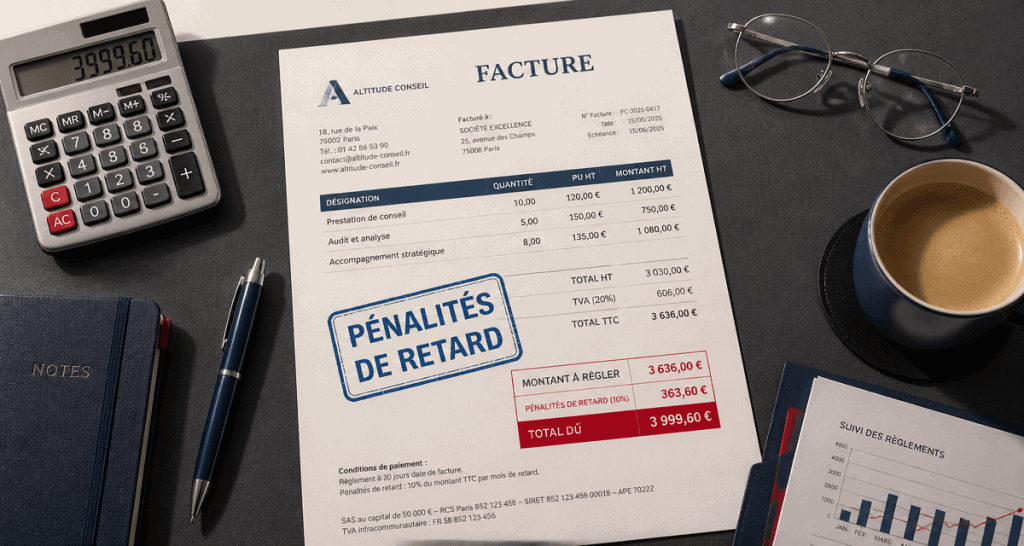 calcul pénalités de retard sur facture