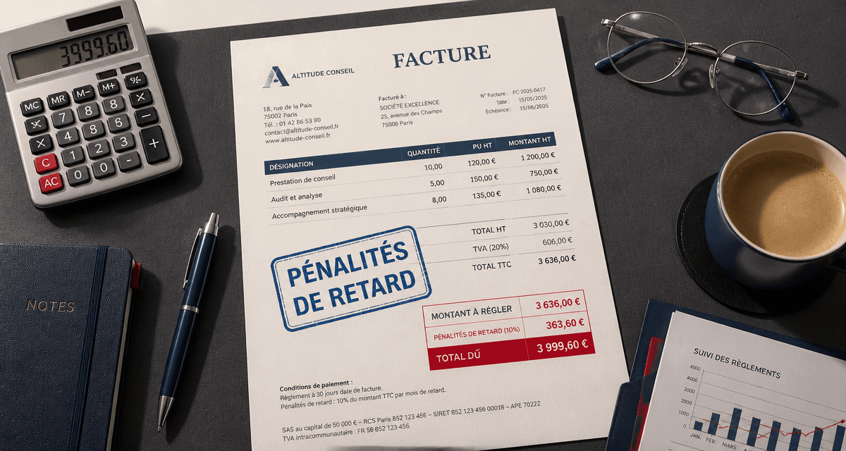 calcul pénalités de retard sur facture