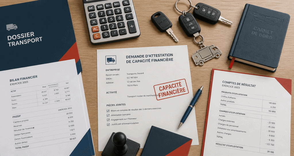 bureau capacité financière transport documents calculatrice