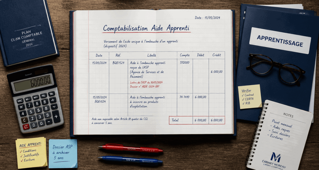 comptabilisation aide apprenti registre et outils comptables