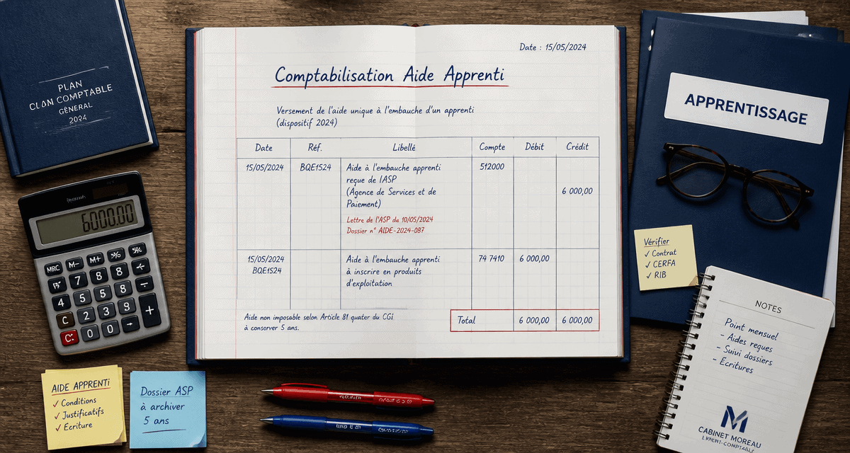 comptabilisation aide apprenti registre et outils comptables