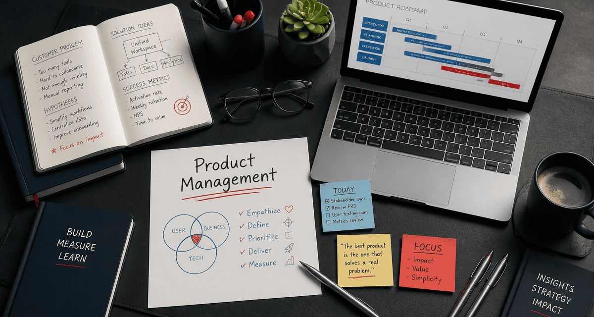 Conseil product management, bureau moderne, roadmap produit
