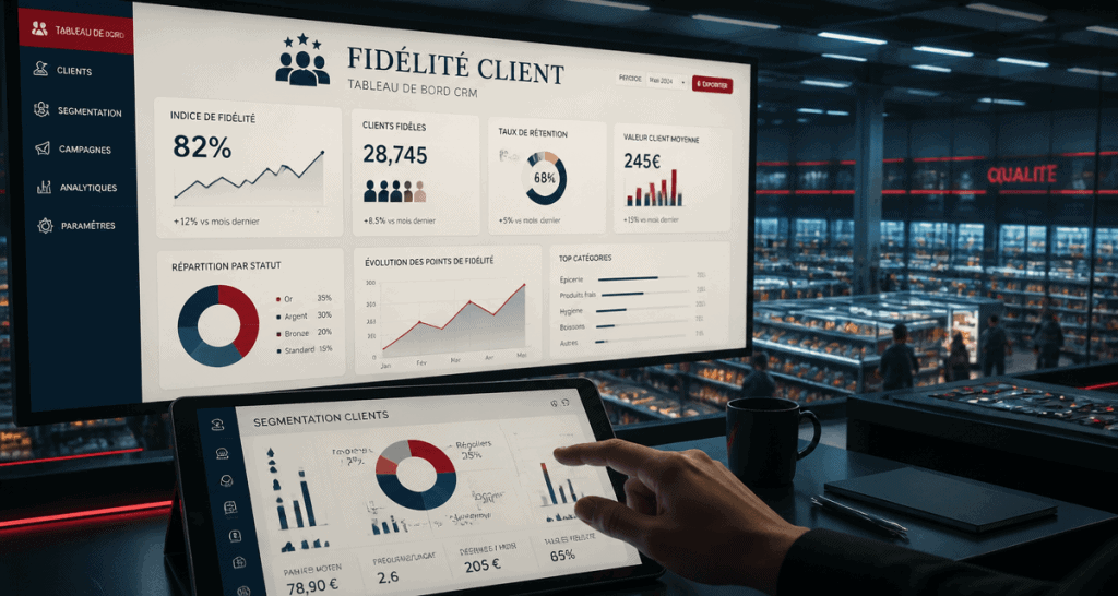 crm grande distribution salle de contrôle et dashboard