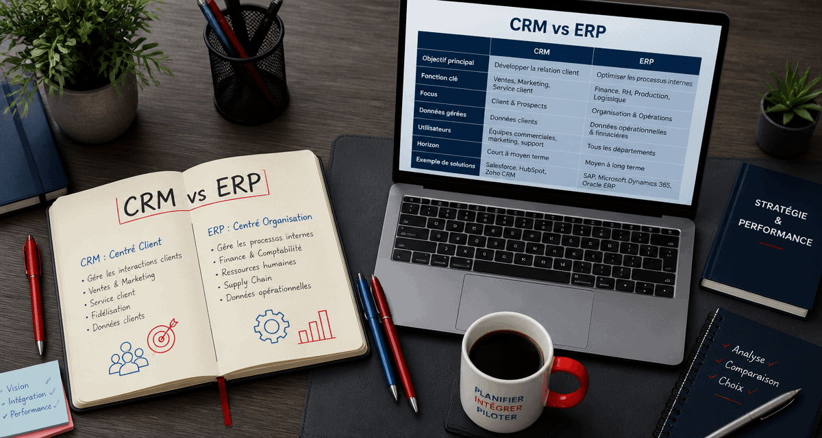 crm versus erp comparatif carnet et ordinateur