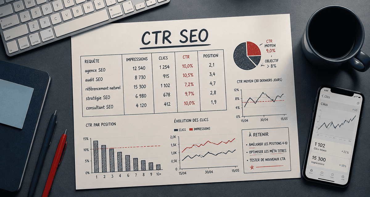 bureau moderne avec analyse ctr seo