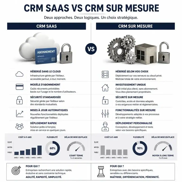 Comparatif entre CRM SaaS standard et CRM sur mesure pour entreprise