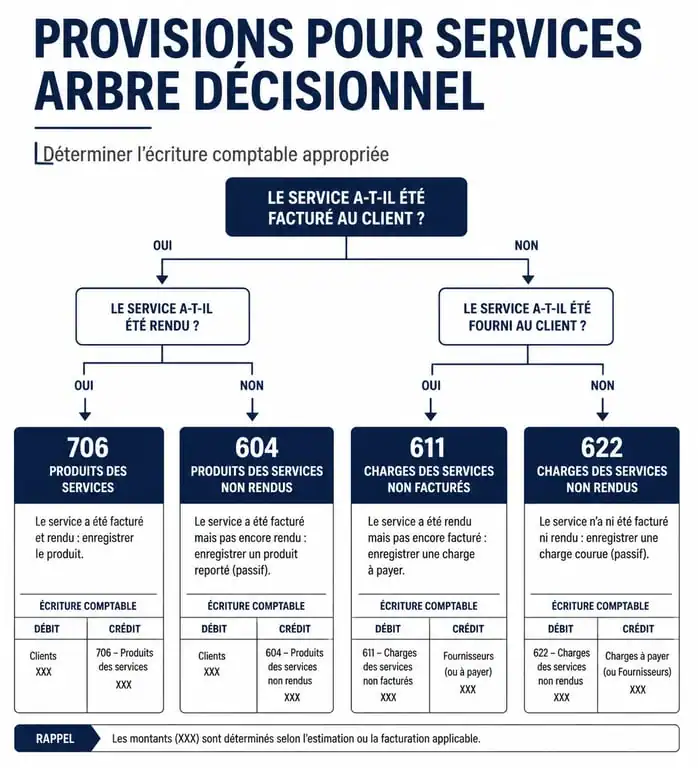 Schéma décisionnel pour l'imputation comptable d'une prestation de service