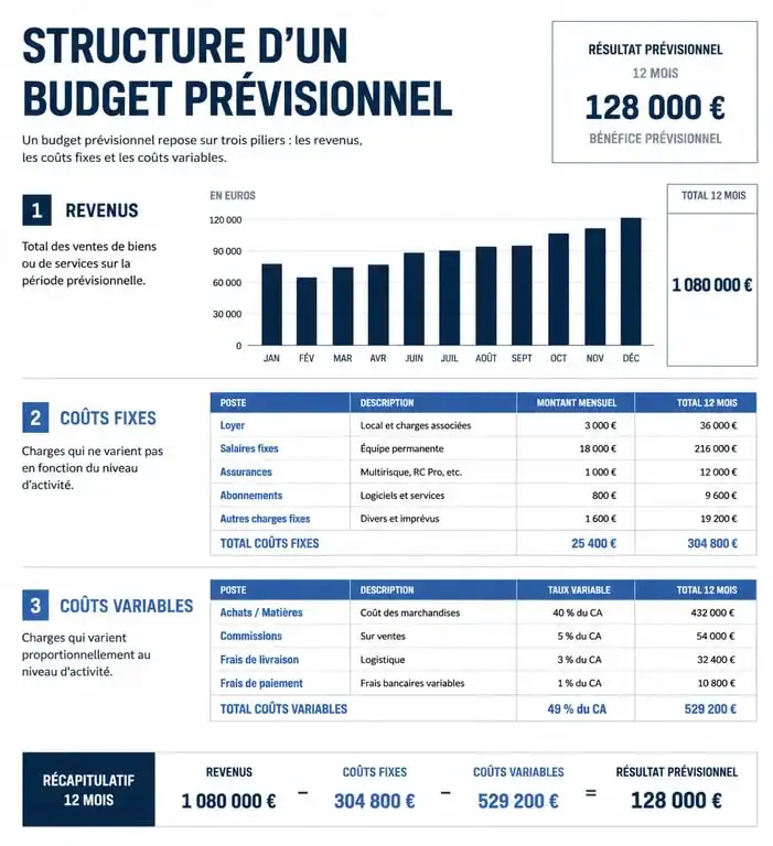 Exemple de structure de budget prévisionnel pour entreprise