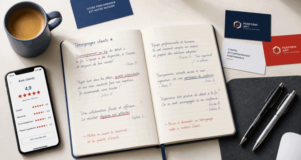 exemple avis client satisfait carnet témoignages et étoiles