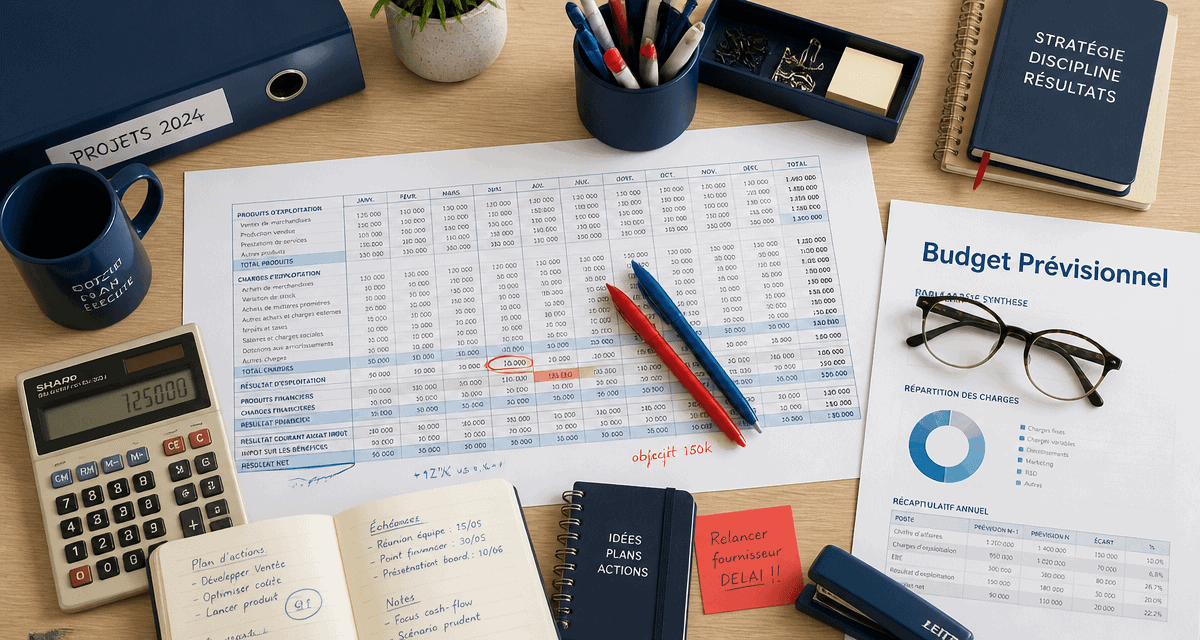 exemple budget prévisionnel sur bureau avec tableau excel