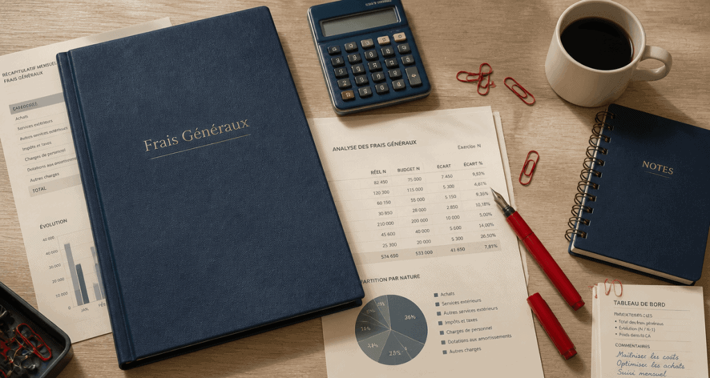 frais généraux def dossier bleu calculatrice
