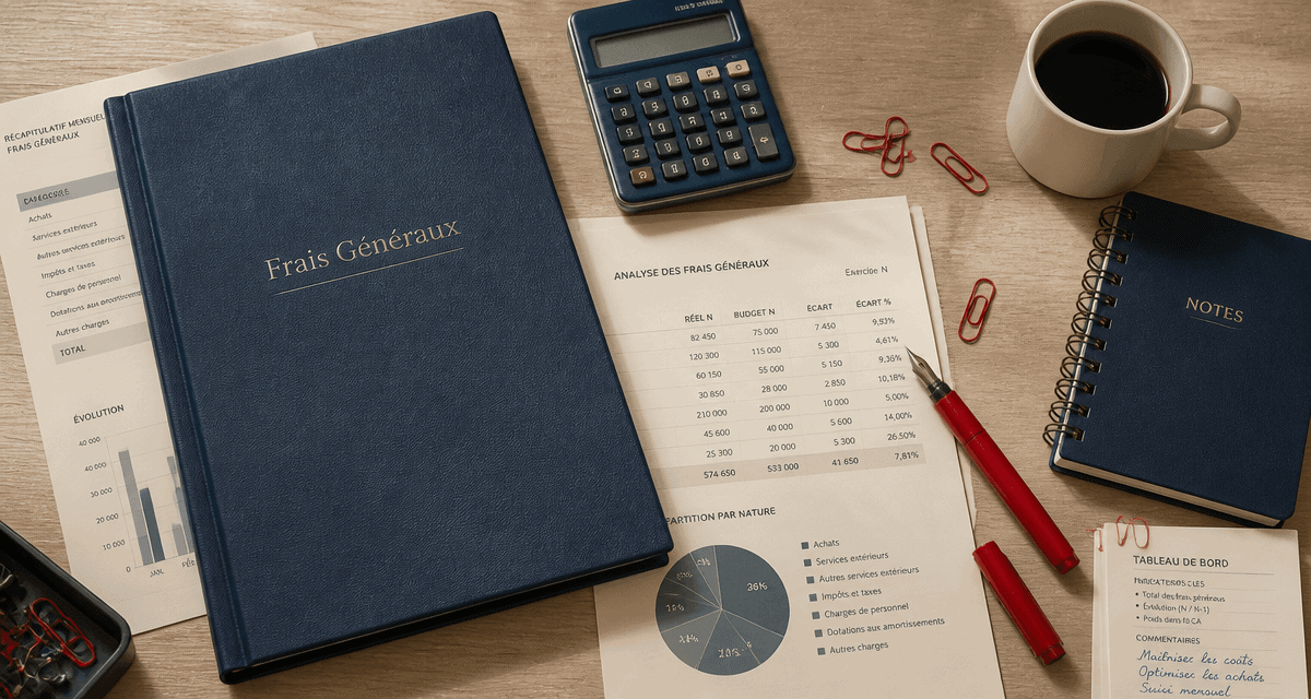 frais généraux def dossier bleu calculatrice