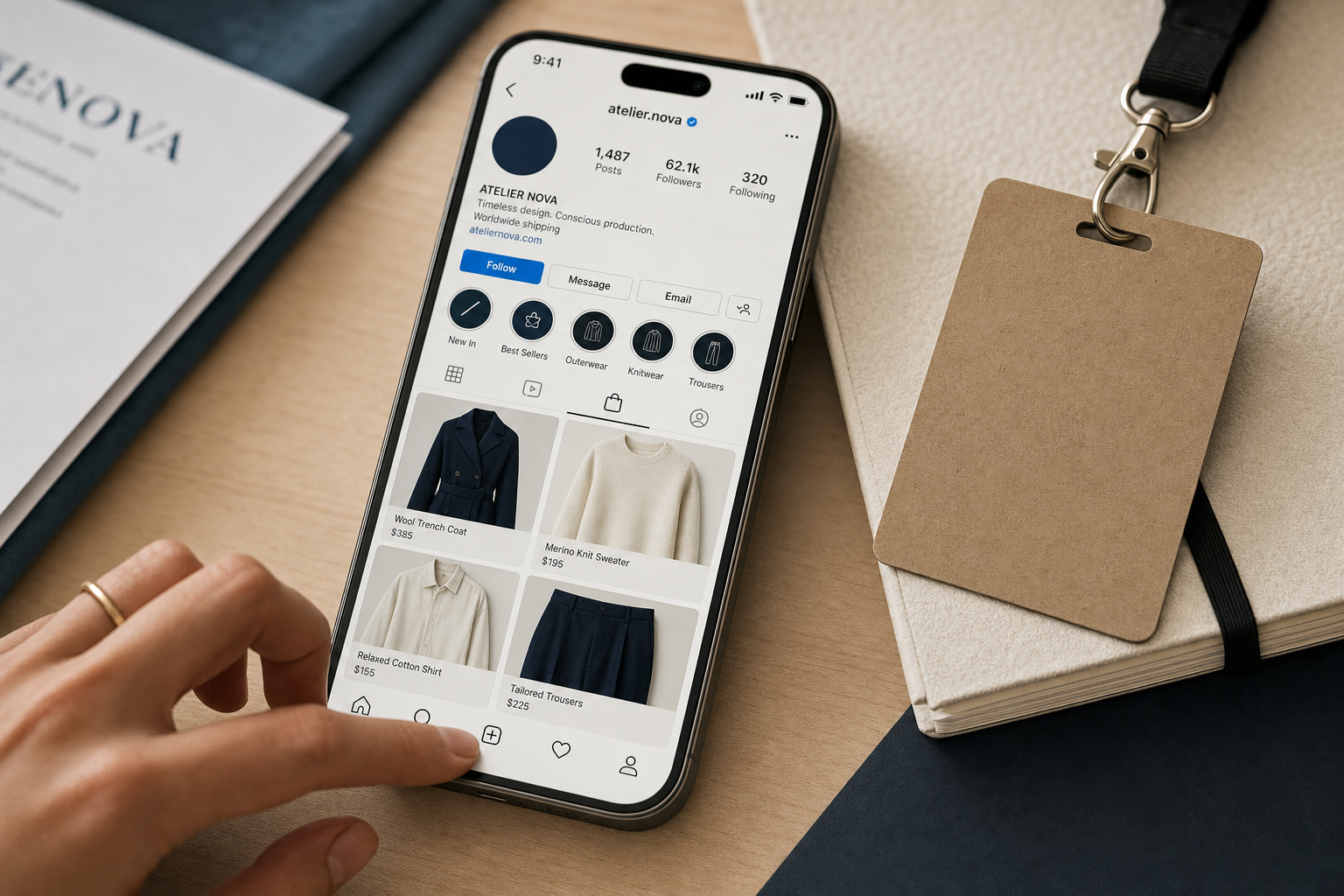 Boutique insta sur smartphone : étape de configuration Instagram