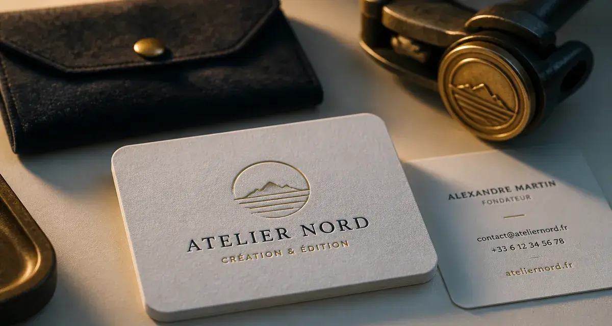 Carte de visite luxe 600g : dorure et tranches colorées