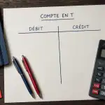 comptabilité débit et crédit compte en T sur bureau