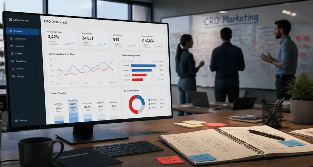 tableau de bord cro marketing et équipe