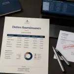 bureau moderne avec bilan dettes fournisseurs