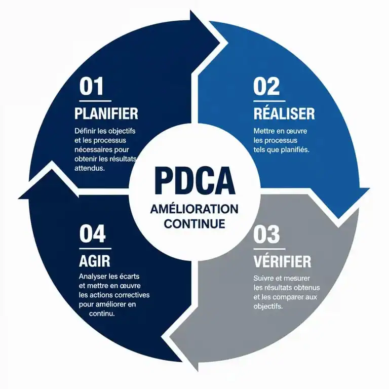 Schéma du cycle PDCA pour la définition démarche qualité