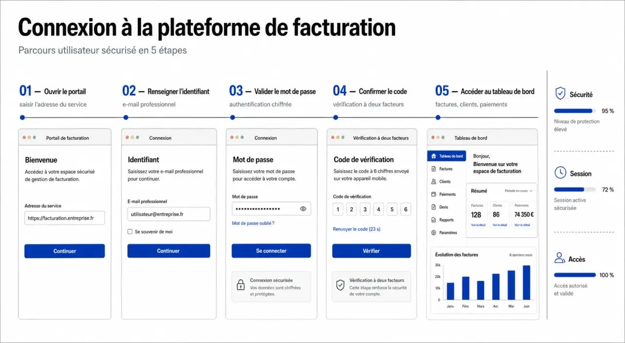 Interface de connexion Factomos pour accéder à votre espace client