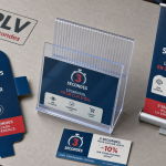Exemple de PLV en magasin : stop-rayon, roll-up et présentoir