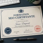 formation seo certifiante certificat sur bureau