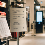 ILV exemple en magasin : signalétique acier et fiche produit