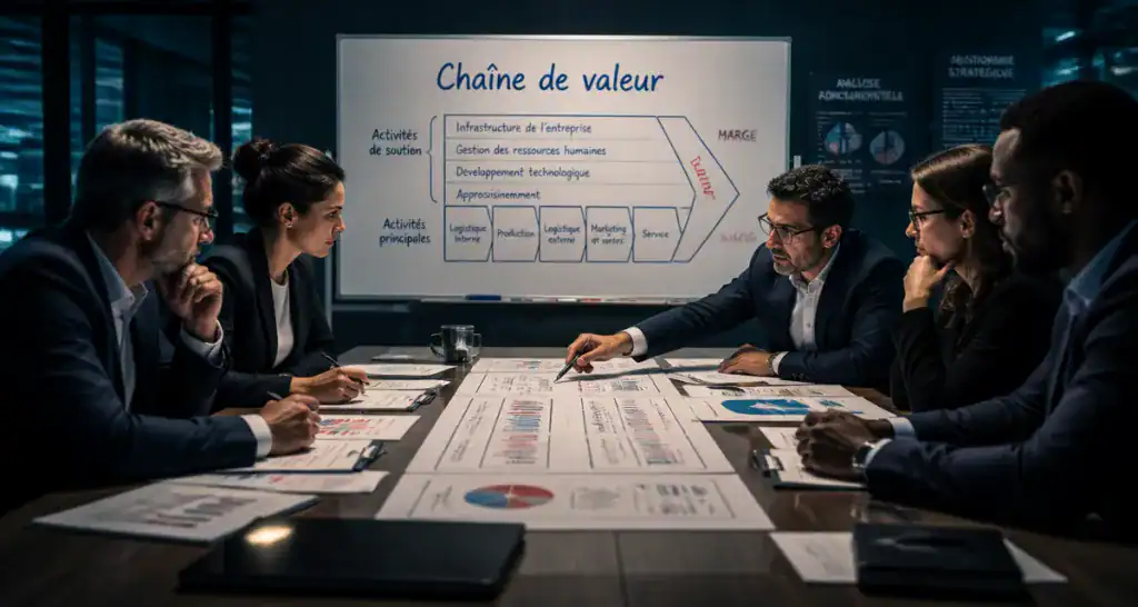 La chaine de valeur de Porter en réunion stratégique